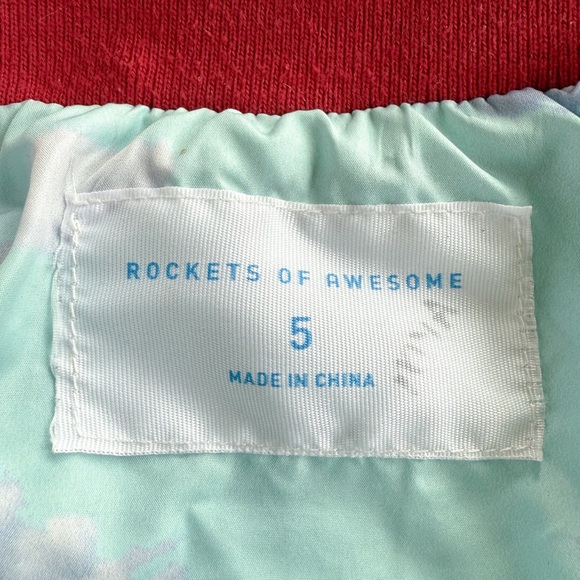 Rockets of Awesome Sequin Cherry Bomber Jacket Girls Size 5 Blue Red Sparkly - Picture 12 of 16